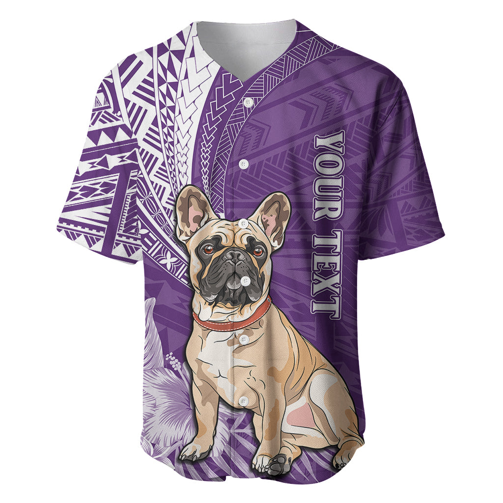 Personalised Polynesian Pacific Bulldog Baseball Jersey With Violet Hawaii Tribal Tattoo Patterns LT7 Purple - Polynesian Pride