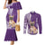 Personalised Polynesian Pacific Bulldog Couples Matching Mermaid Dress and Long Sleeve Button Shirts With Violet Hawaii Tribal Tattoo Patterns LT7 Purple - Polynesian Pride