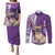 Personalised Polynesian Pacific Bulldog Couples Matching Puletasi Dress and Long Sleeve Button Shirts With Violet Hawaii Tribal Tattoo Patterns LT7 Purple - Polynesian Pride