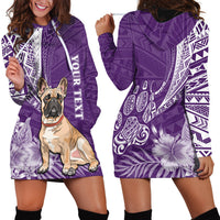 Personalised Polynesian Pacific Bulldog Hoodie Dress With Violet Hawaii Tribal Tattoo Patterns LT7 - Polynesian Pride