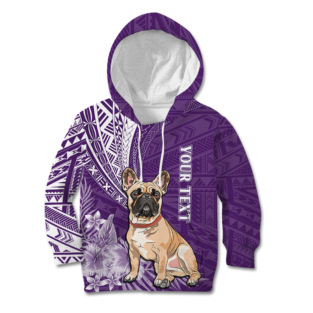 Personalised Polynesian Pacific Bulldog Kid Hoodie With Violet Hawaii Tribal Tattoo Patterns LT7 Hoodie Purple - Polynesian Pride