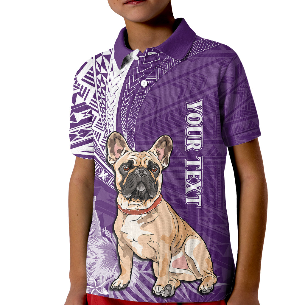 Personalised Polynesian Pacific Bulldog Kid Polo Shirt With Violet Hawaii Tribal Tattoo Patterns LT7 Kid Purple - Polynesian Pride