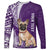 Personalised Polynesian Pacific Bulldog Long Sleeve Shirt With Violet Hawaii Tribal Tattoo Patterns LT7 Unisex Purple - Polynesian Pride