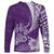 Personalised Polynesian Pacific Bulldog Long Sleeve Shirt With Violet Hawaii Tribal Tattoo Patterns LT7 - Polynesian Pride