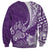 Personalised Polynesian Pacific Bulldog Sweatshirt With Violet Hawaii Tribal Tattoo Patterns LT7 - Polynesian Pride