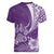 Personalised Polynesian Pacific Bulldog Women V Neck T Shirt With Violet Hawaii Tribal Tattoo Patterns LT7 - Polynesian Pride