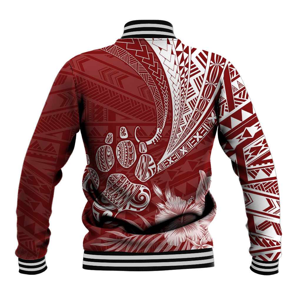 Personalised Polynesian Pacific Bulldog Baseball Jacket With Red Hawaii Tribal Tattoo Patterns LT7 - Polynesian Pride