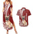 Personalised Polynesian Pacific Bulldog Couples Matching Summer Maxi Dress and Hawaiian Shirt With Red Hawaii Tribal Tattoo Patterns LT7 Red - Polynesian Pride