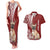 Personalised Polynesian Pacific Bulldog Couples Matching Tank Maxi Dress And Hawaiian Shirt With Red Hawaii Tribal Tattoo Patterns LT7 Red - Polynesian Pride