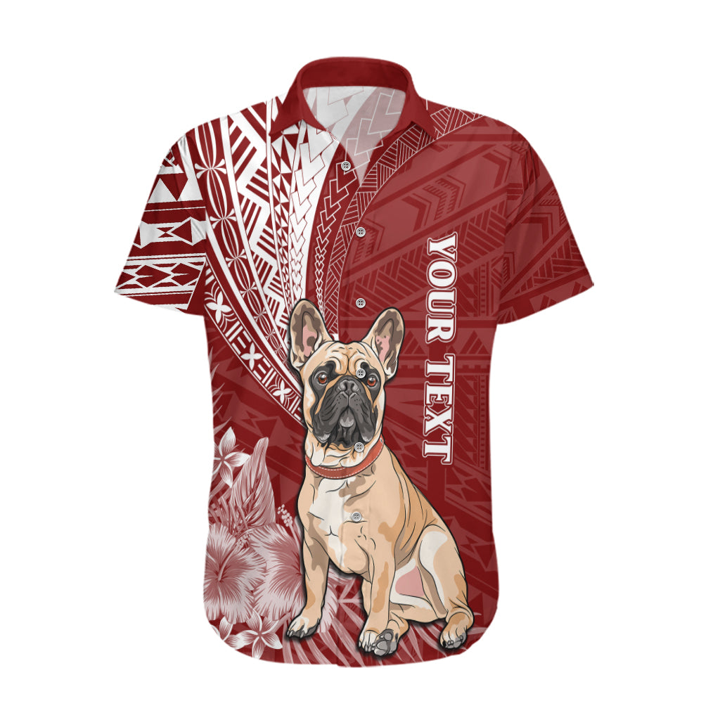 Personalised Polynesian Pacific Bulldog Hawaiian Shirt With Red Hawaii Tribal Tattoo Patterns LT7 Red - Polynesian Pride