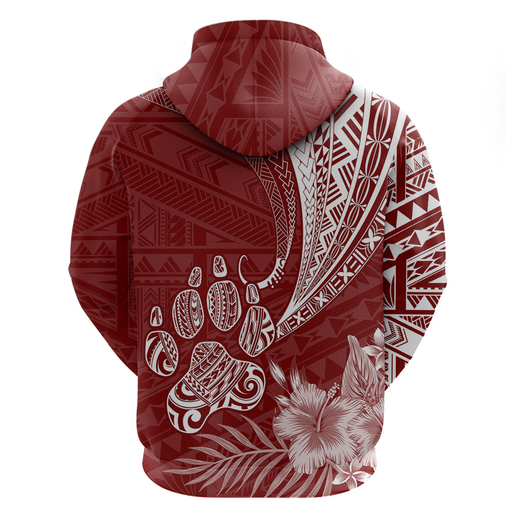 Custom Polynesian Pacific Bulldog Hoodie With Red Hawaii Tribal Tattoo Patterns LT7 - Polynesian Pride
