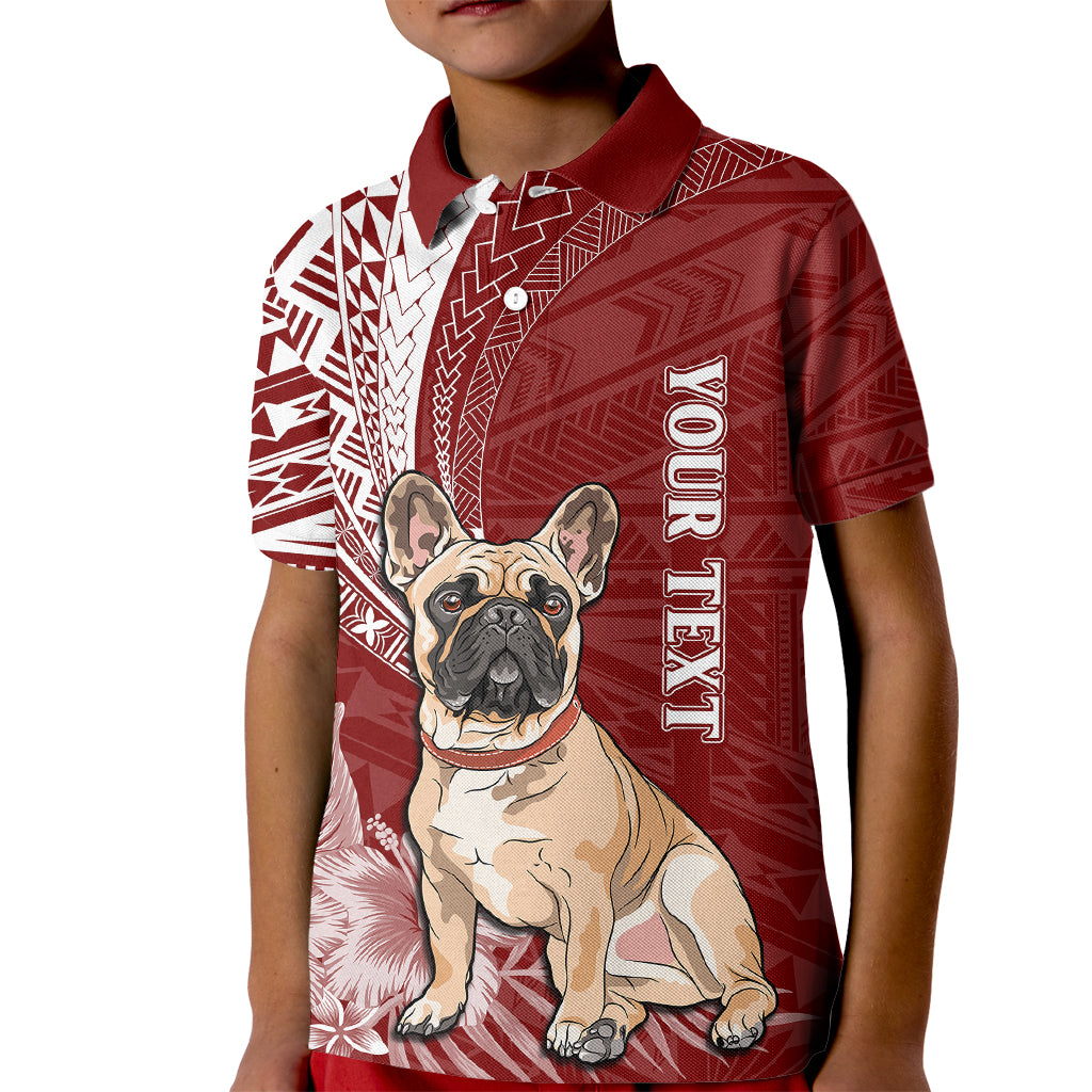 Personalised Polynesian Pacific Bulldog Kid Polo Shirt With Red Hawaii Tribal Tattoo Patterns LT7 Kid Red - Polynesian Pride