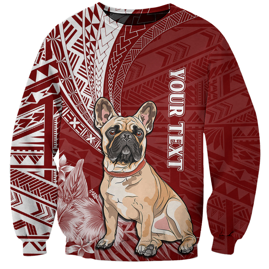 Personalised Polynesian Pacific Bulldog Sweatshirt With Red Hawaii Tribal Tattoo Patterns LT7 Unisex Red - Polynesian Pride