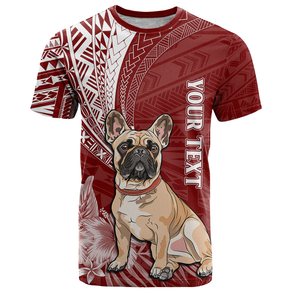 Custom Polynesian Pacific Bulldog T Shirt With Red Hawaii Tribal Tattoo Patterns LT7 Red - Polynesian Pride