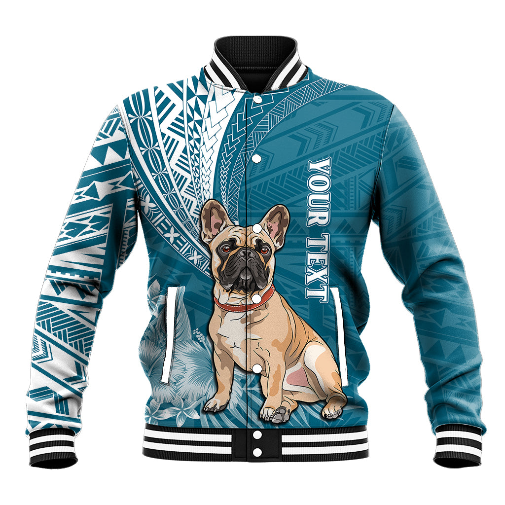 Personalised Polynesian Pacific Bulldog Baseball Jacket With Teal Hawaii Tribal Tattoo Patterns LT7 Unisex Teal - Polynesian Pride