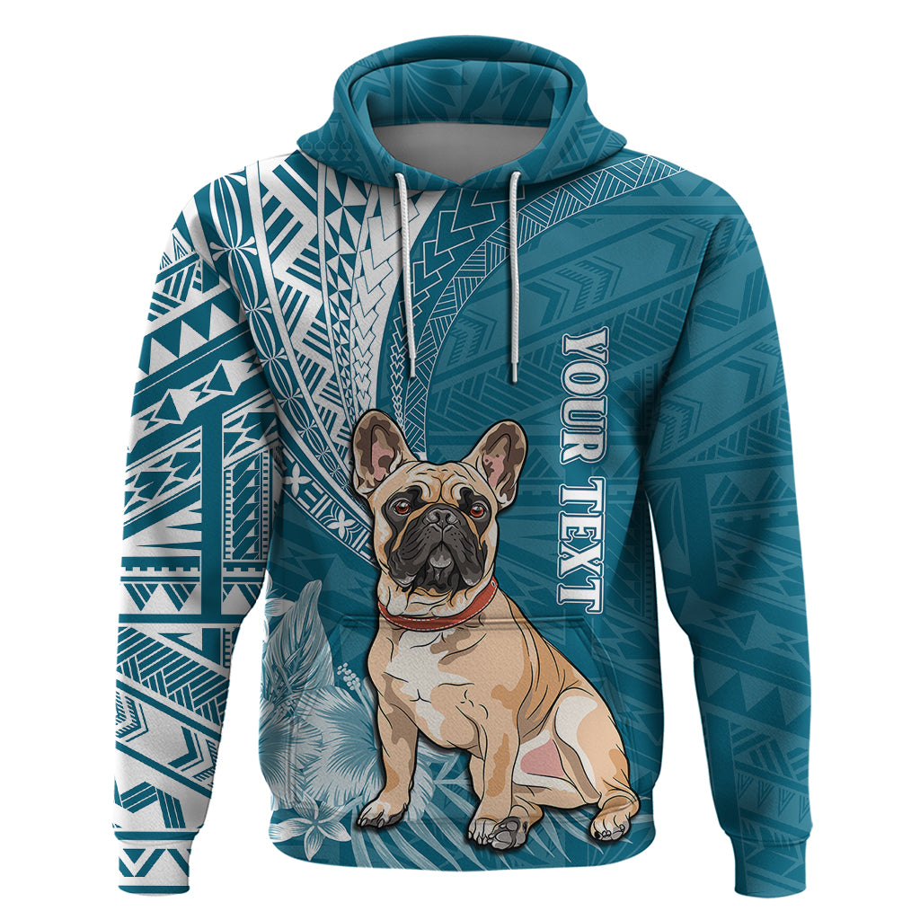 Custom Polynesian Pacific Bulldog Hoodie With Teal Hawaii Tribal Tattoo Patterns LT7 Pullover Hoodie Teal - Polynesian Pride