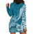 Personalised Polynesian Pacific Bulldog Hoodie Dress With Teal Hawaii Tribal Tattoo Patterns LT7 - Polynesian Pride