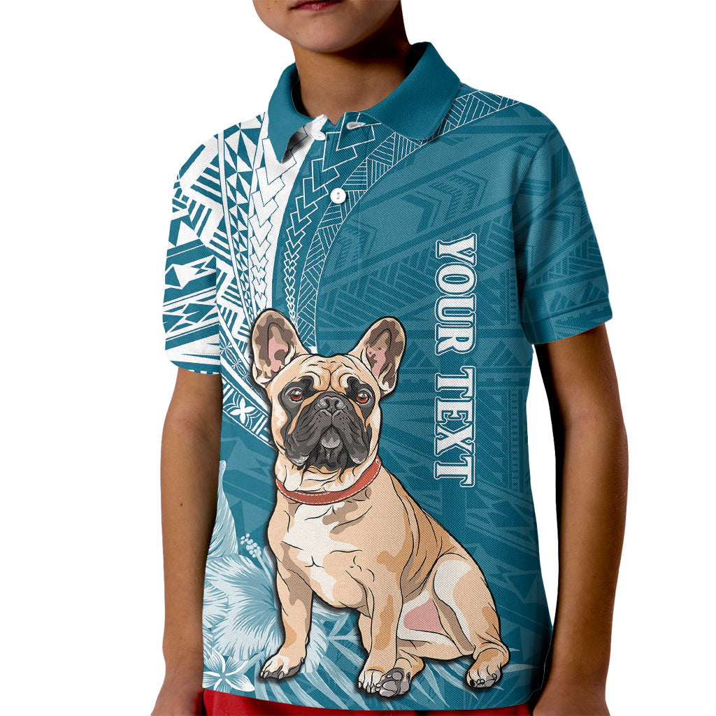 Personalised Polynesian Pacific Bulldog Kid Polo Shirt With Teal Hawaii Tribal Tattoo Patterns LT7 Kid Teal - Polynesian Pride