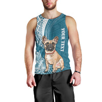 Personalised Polynesian Pacific Bulldog Men Tank Top With Teal Hawaii Tribal Tattoo Patterns LT7 - Polynesian Pride