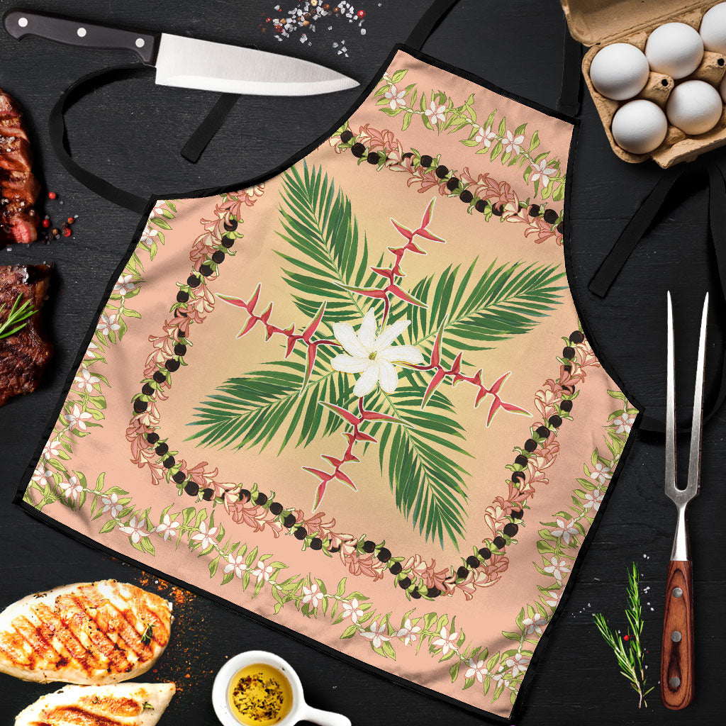 Hawaii Quilt Inspired Collection Aloha Flowers Apron Maile - Kukui Nut Lei