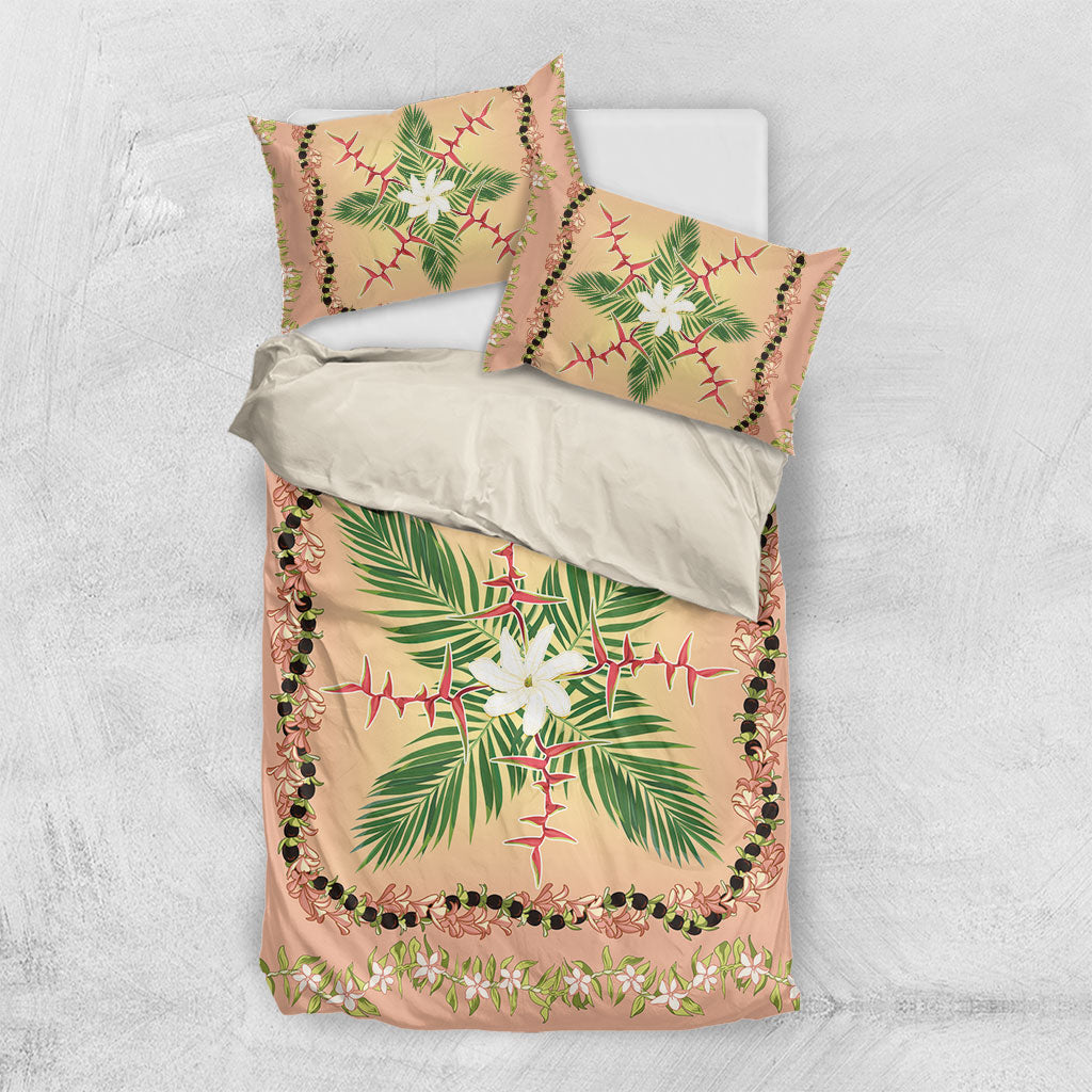 Hawaii Quilt Inspired Collection Aloha Flowers Bedding Set Maile - Kukui Nut Lei
