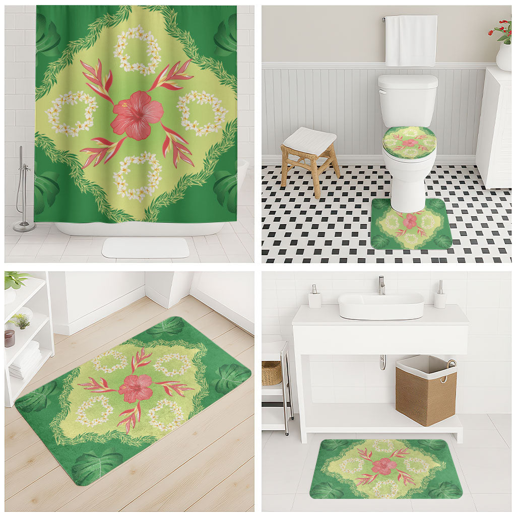 Hawaii Quilt Inspired Collection Aloha Flowers Bathroom Set Plumeria - Ti Leaf Lei
