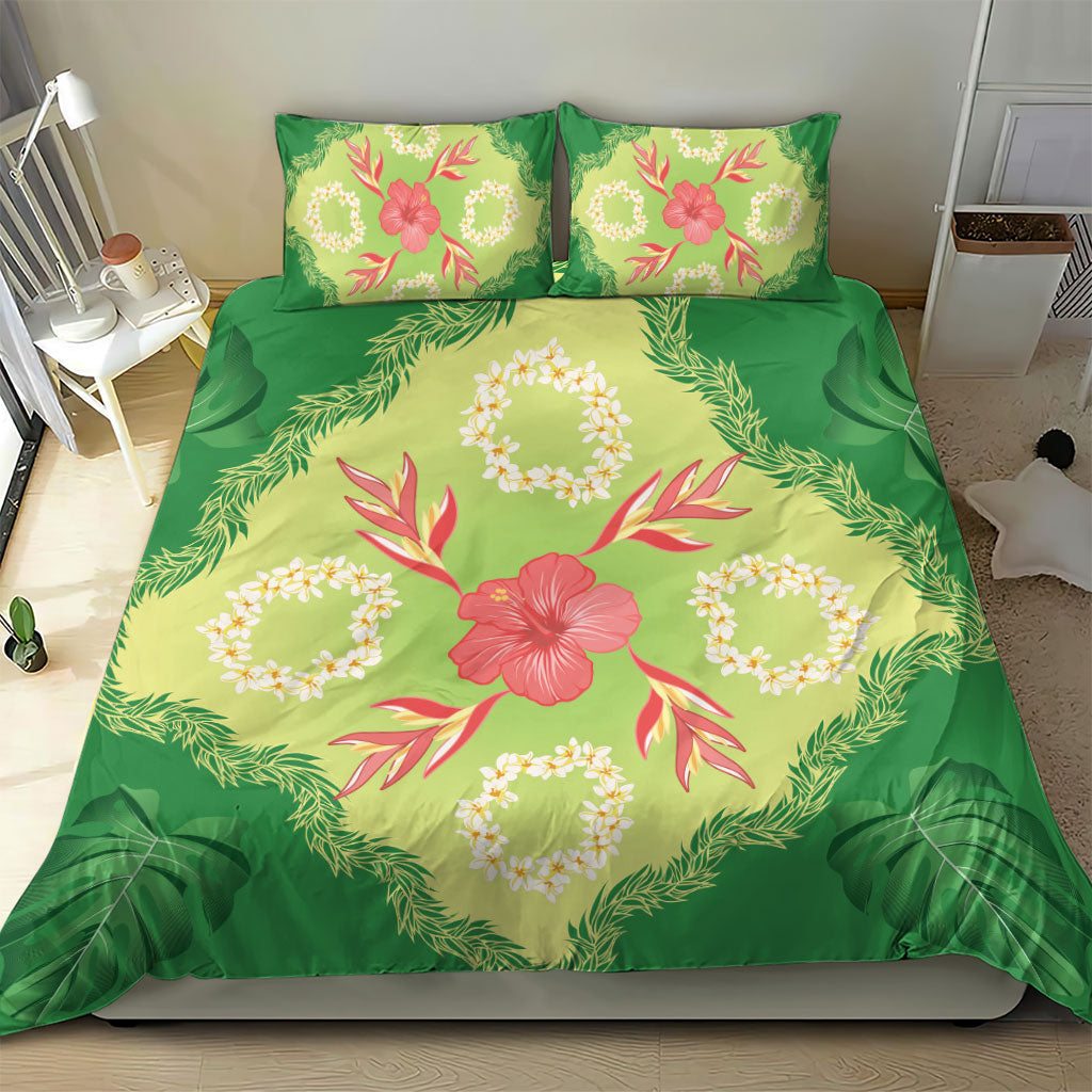 Hawaii Quilt Inspired Collection Aloha Flowers Bedding Set Plumeria - Ti Leaf Lei