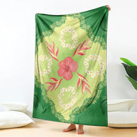 Hawaii Quilt Inspired Collection Aloha Flowers Blanket Plumeria - Ti Leaf Lei