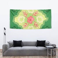Hawaii Quilt Inspired Collection Aloha Flowers Tapestry Plumeria - Ti Leaf Lei