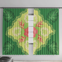 Hawaii Quilt Inspired Collection Aloha Flowers Window Curtain Plumeria - Ti Leaf Lei
