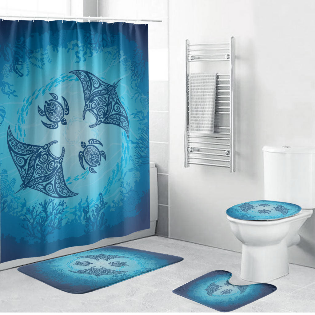 Hawaii Quilt Inspired Collection Aloha Sea Bathroom Set Manta Ray and Turtles