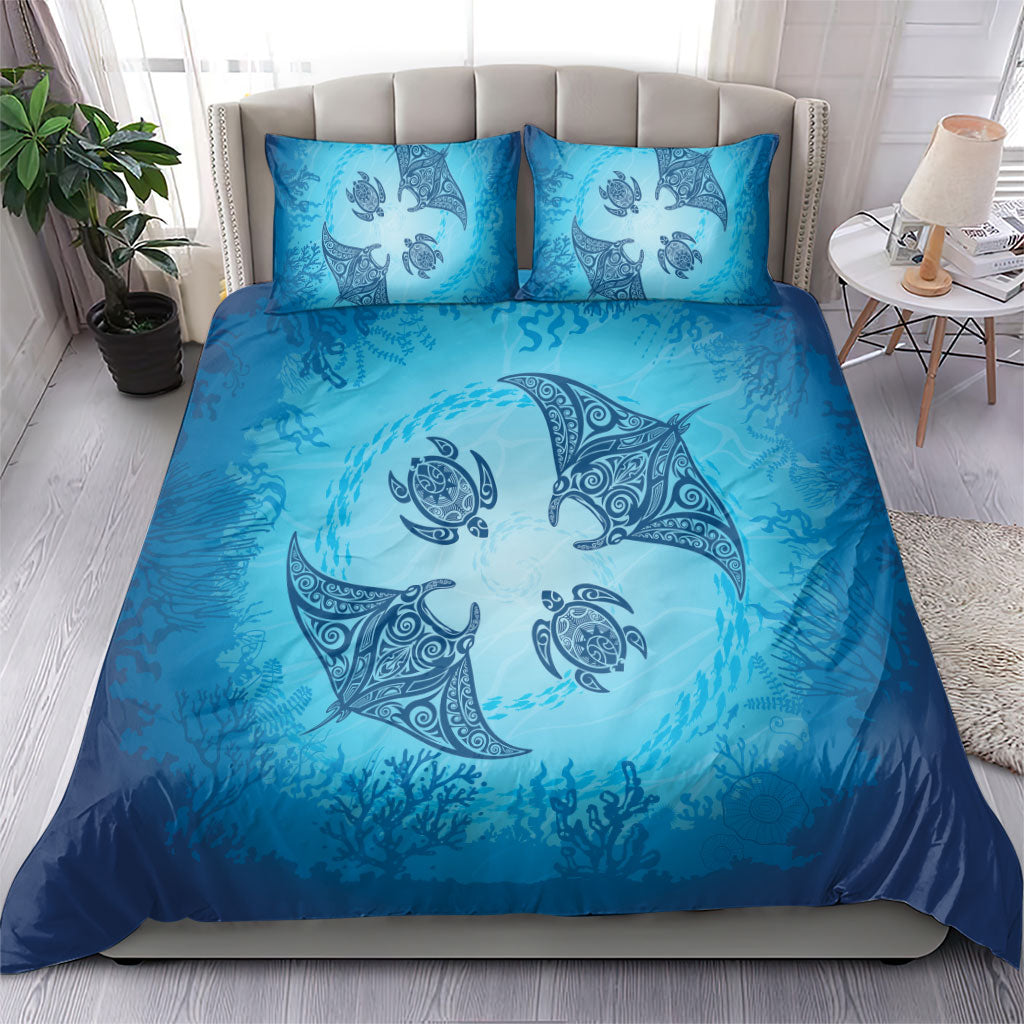 Hawaii Quilt Inspired Collection Aloha Sea Bedding Set Manta Ray and Turtles