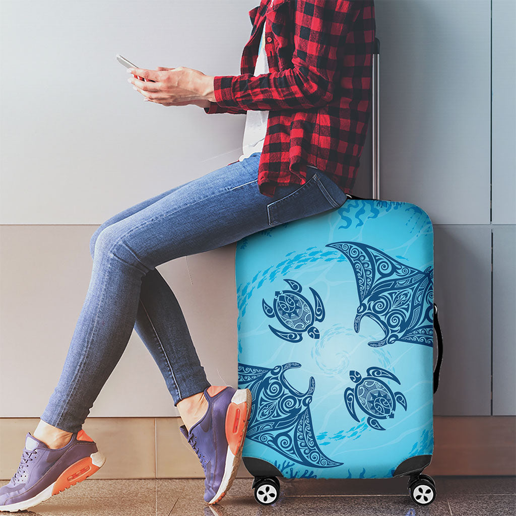 Hawaii Quilt Inspired Collection Aloha Sea Luggage Cover Manta Ray and Turtles