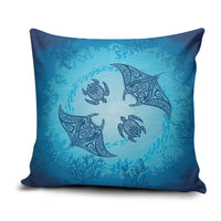 Hawaii Quilt Inspired Collection Aloha Sea Pillow Cover Manta Ray and Turtles