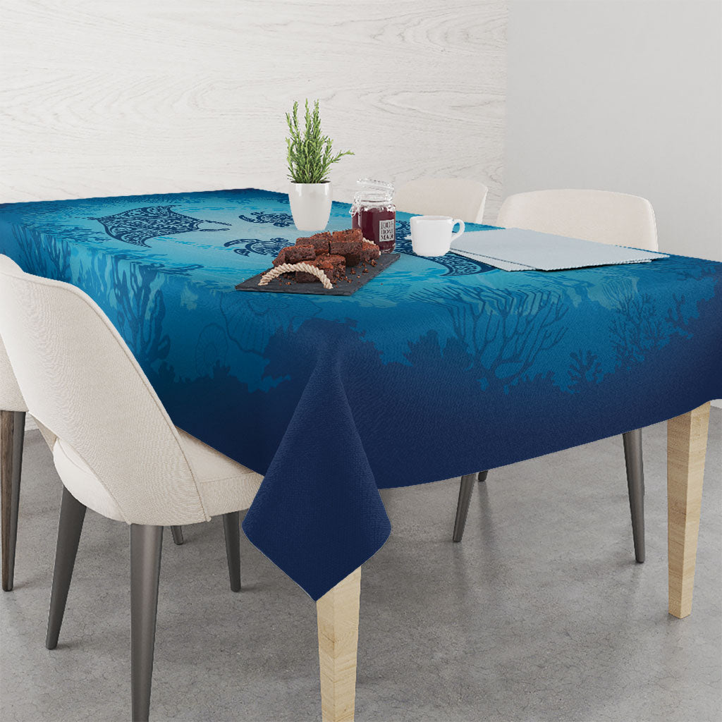 Hawaii Quilt Inspired Collection Aloha Sea Tablecloth Manta Ray and Turtles
