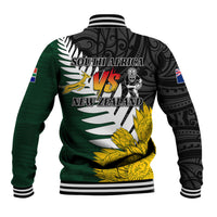 Personalised New Zealand Vs South Africa Rugby Baseball Jacket Rivals - Tribal Style LT7 - Polynesian Pride