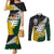 Personalised New Zealand Vs South Africa Rugby Couples Matching Mermaid Dress and Long Sleeve Button Shirts Rivals - Tribal Style LT7 Black Green - Polynesian Pride