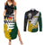 Personalised New Zealand Vs South Africa Rugby Couples Matching Summer Maxi Dress and Long Sleeve Button Shirts Rivals - Tribal Style LT7 Black Green - Polynesian Pride