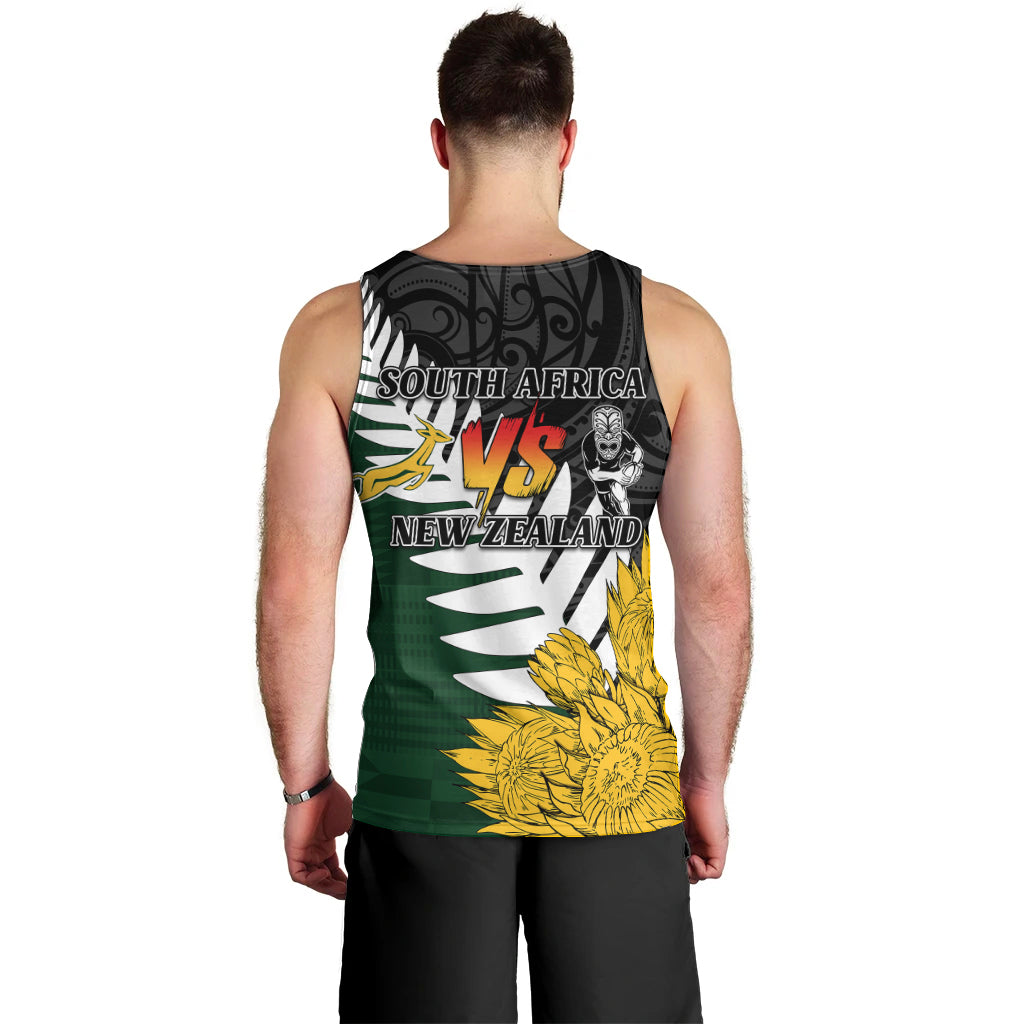 Personalised New Zealand Vs South Africa Rugby Men Tank Top Rivals - Tribal Style LT7 - Polynesian Pride