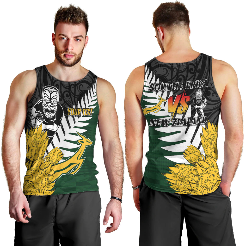 Personalised New Zealand Vs South Africa Rugby Men Tank Top Rivals - Tribal Style LT7 - Polynesian Pride