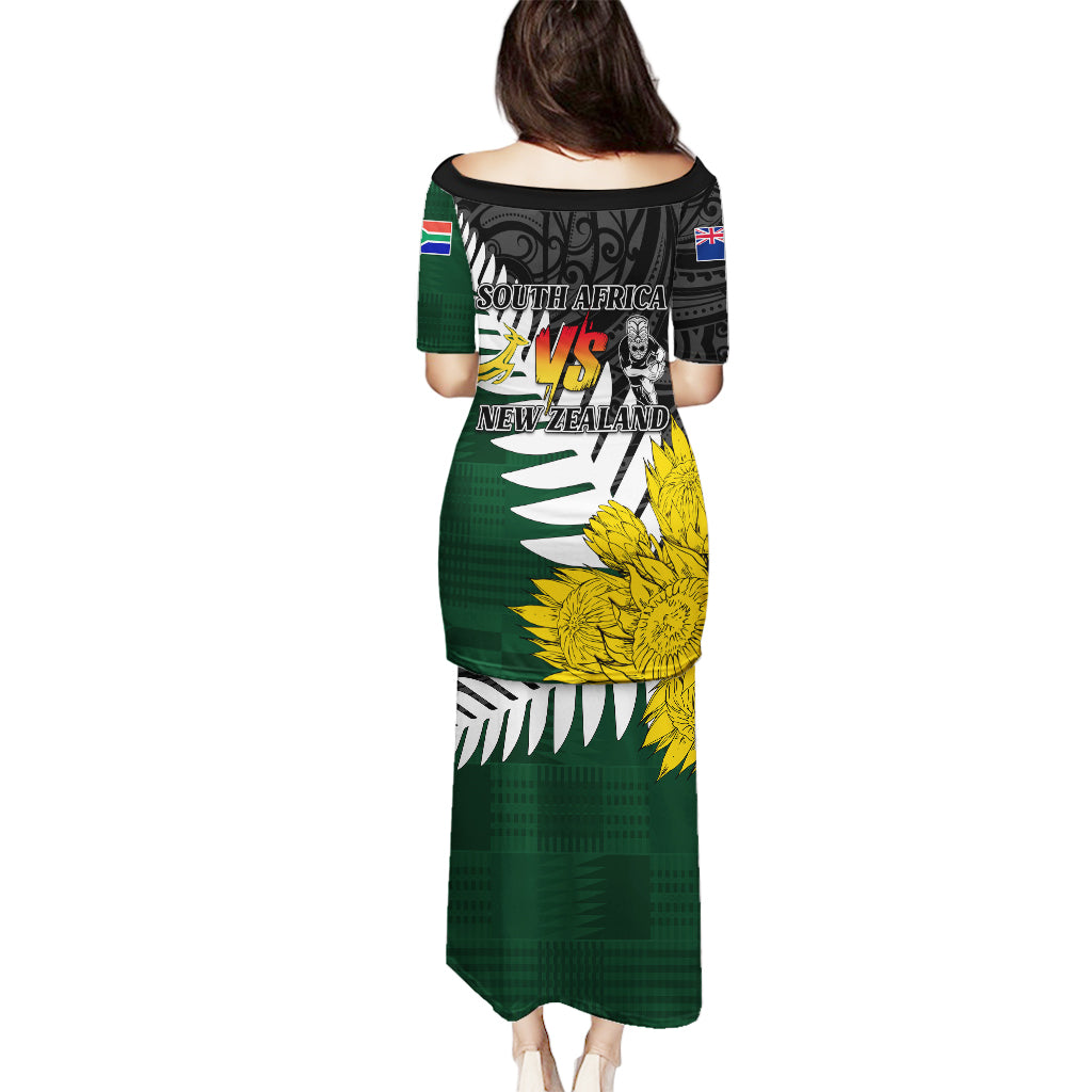 Personalised New Zealand Vs South Africa Rugby Puletasi Rivals - Tribal Style LT7 - Polynesian Pride