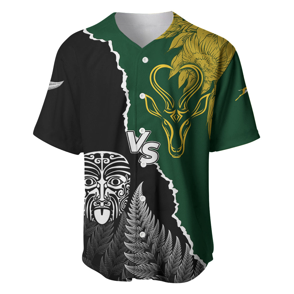 Personalised New Zealand Vs South Africa Rugby Baseball Jersey Rivals Dynamics LT7 Black Green - Polynesian Pride