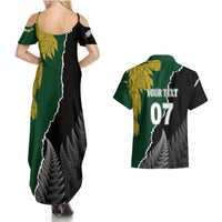Personalised New Zealand Vs South Africa Rugby Couples Matching Summer Maxi Dress and Hawaiian Shirt Rivals Dynamics LT7 - Polynesian Pride