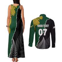 Personalised New Zealand Vs South Africa Rugby Couples Matching Tank Maxi Dress and Long Sleeve Button Shirts Rivals Dynamics LT7 - Polynesian Pride