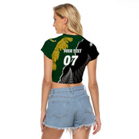 Personalised New Zealand Vs South Africa Rugby Raglan Cropped T Shirt Rivals Dynamics LT7 - Polynesian Pride