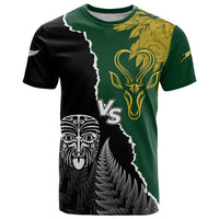 Personalised New Zealand Vs South Africa Rugby T Shirt Rivals Dynamics LT7 Black Green - Polynesian Pride