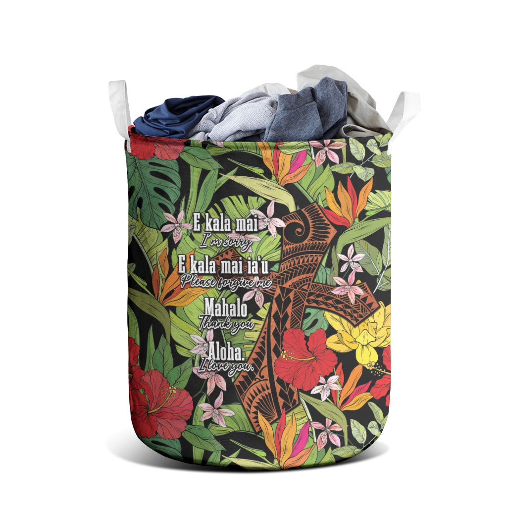 Mahalo Hawaii Ho'oponopono Pule Laundry Basket Polynesian Pattern Cross LT7 - Polynesian Pride