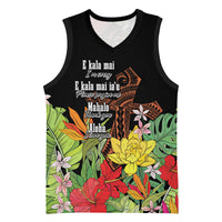 Mahalo Hawaii Ho'oponopono Pule Basketball Jersey Polynesian Pattern Cross