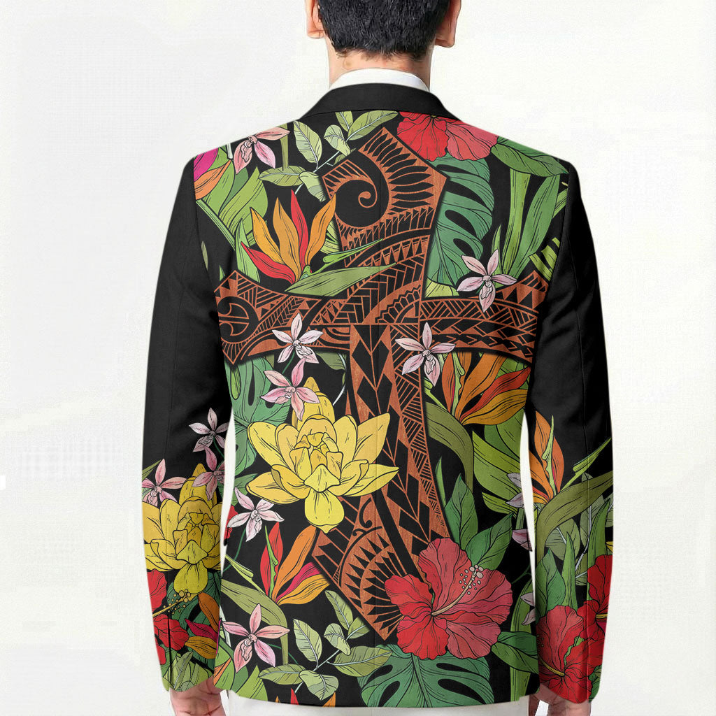 Mahalo Hawaii Ho'oponopono Pule Blazer Polynesian Pattern Cross LT7 - Polynesian Pride