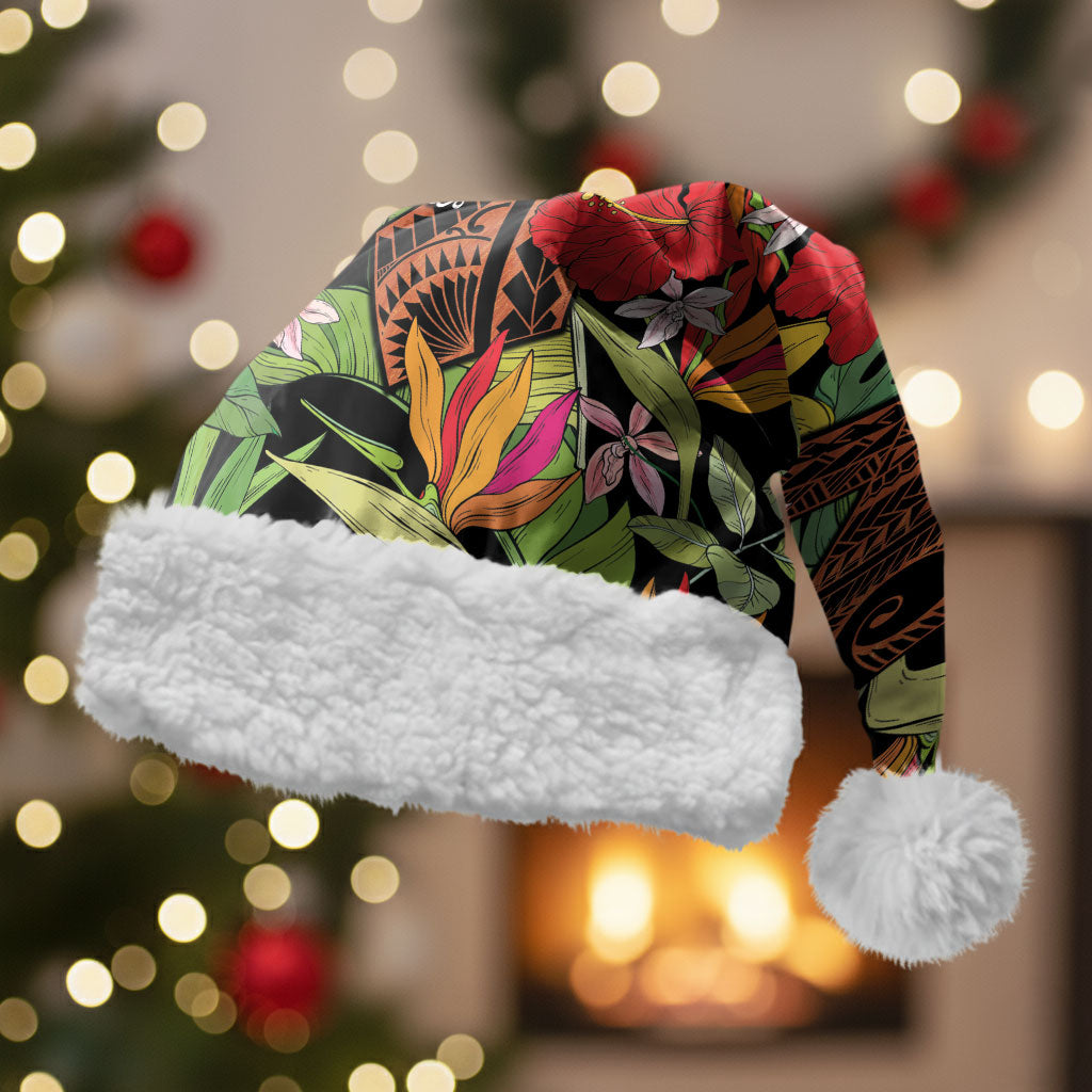 Mahalo Hawaii Ho'oponopono Pule Christmas Santa Hat Polynesian Pattern Cross